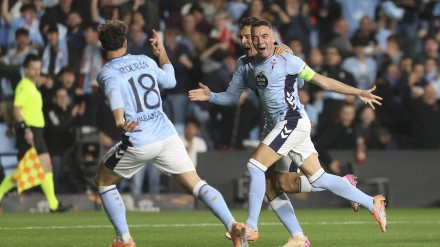 El Celta celebra el gol de Iago Aspas al Niza