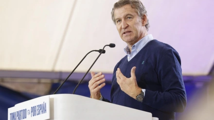 Feijóo en el acto del Día del Afiliado celebrado por el PP en Zaragoza.