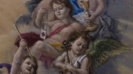 Detalle del cartel del Centenario de la Federación alusivo al Martes Santo