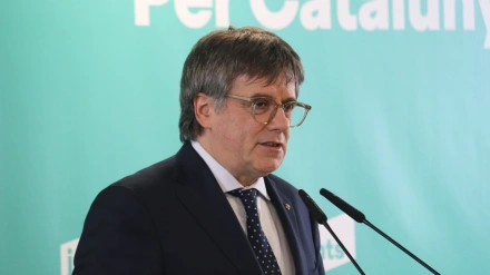 Carles Puigdemont ayer en rueda de prensa