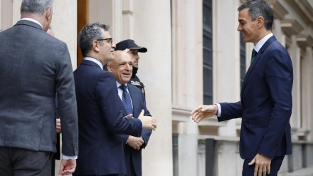 Pedro Sánchez a su llegada al Senado