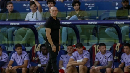 Calero, en el último encuentro en casa ante el Celta de Vigo