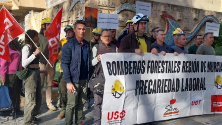 Concentración bomberos forestales en la Asamblea Regional