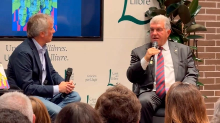 Joan Laporta, presidente del Barcelona, en el acto de presentación del libro 'Jo vaig viure a La Masia'