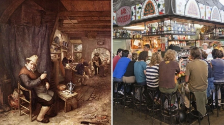 Fotografía collage de tapa en la Edad Media y actualidad