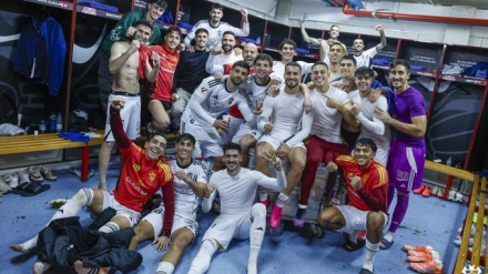 Los jugadores del Albacete celebran la victoria ante el Andorra