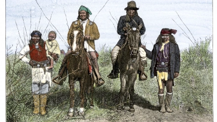 Gerónimo y Natchez a caballo durante las Guerras Apaches de 1886