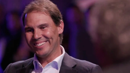 Rafa Nadal, durante su entrevista en Movistar con Jorge Valdano