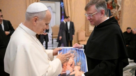 El Papa Leon XIV en la audiencia con los frailes capitulares de los Siervos de María