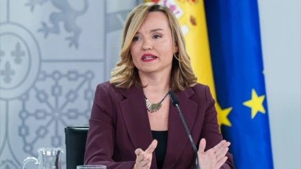 Pilar Alegría durante la rueda de prensa posterior al consejo de ministros del 25N