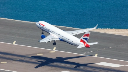 2E4Y22P Gibraltar ? July 30, 2018: British Airways Airbus A320 airplane at Gibraltar airport (GIB).
