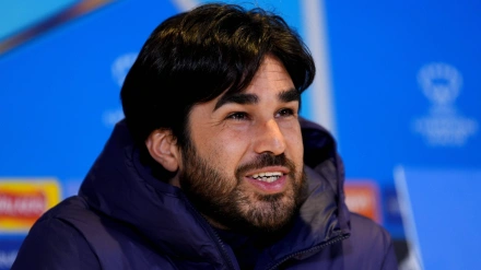 Pere Romeu, entrenador del FC Barcelona femenino, en rueda de prensa.