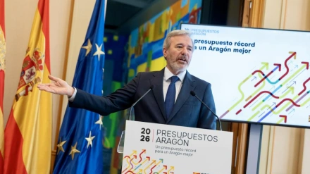 El presidente de Aragón, Jorge Azcón, durante la presentación de los presupuestos