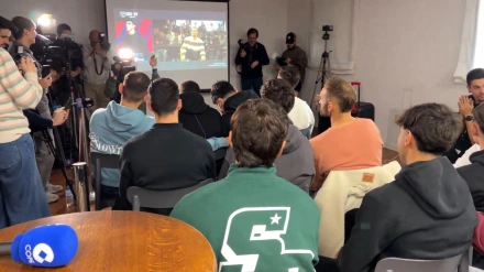 Celebración del vestuario del Deportivo Guadalajara