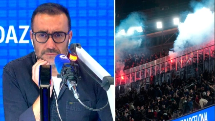 Juanma Castaño y los radicales del Eintracht, en el Camp Nou