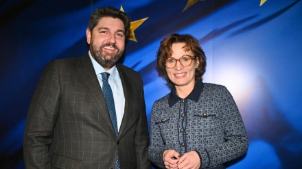 Fernando López Miras y la comisaria europea Jessika Rosswall