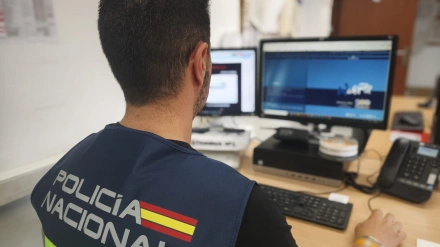 Un agente de la Policía Nacional, durante una operación