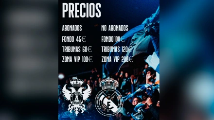 Precios para el partido de Copa del Rey entre el Talavera de la Reina y el Real Madrid