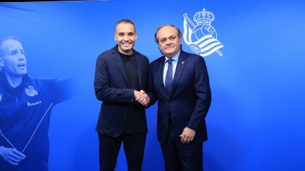 Sergio Francisco y Jokin Aperribay en la presentación del técnico