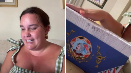 Collage de Desirée con uno de los regalos que recibió de un amigo