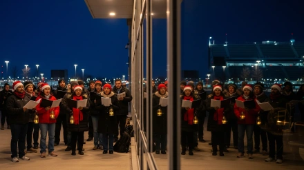 Un grupo cantando villancicos