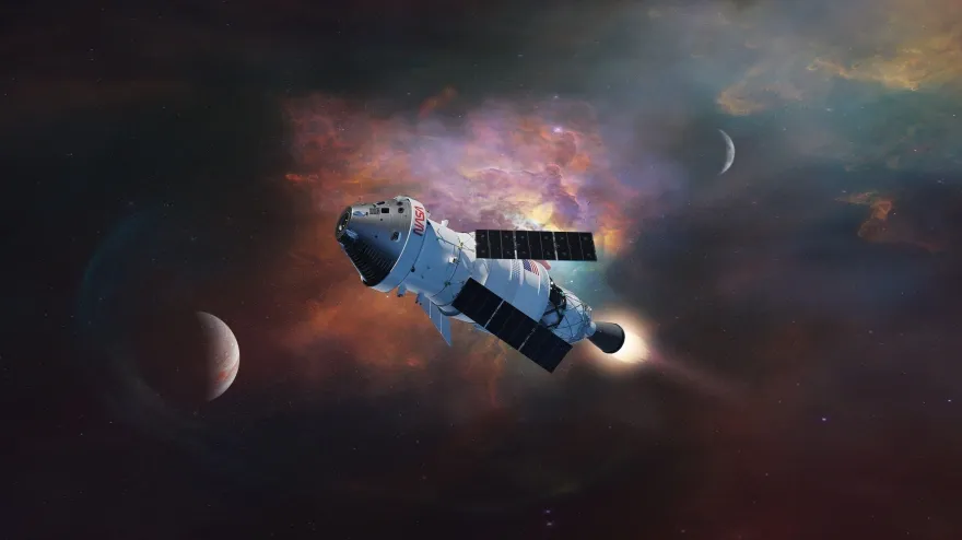 Programa espacial Artemis. Nave espacial Orión en el espacio profundo. Elementos de esta imagen proporcionados por la NASA.