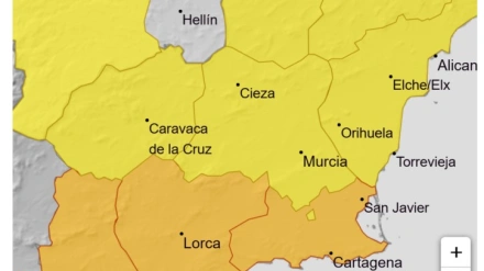 Alerta naranja en las comarcas del Valle del Guadalentín y el Campo de Cartagena y amarillo en el resto