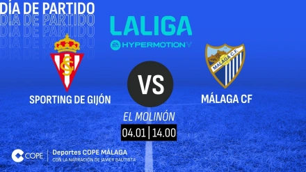 Horario y dónde ver y escuchar el Sporting de Gijon - Málaga de este mediodía