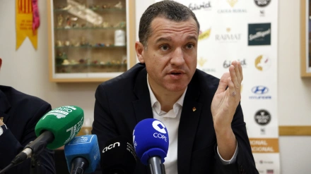 Òscar Ordeig, en l'esmorzar d'Any Nou del PSC de Lleida als mitjans de comunicació