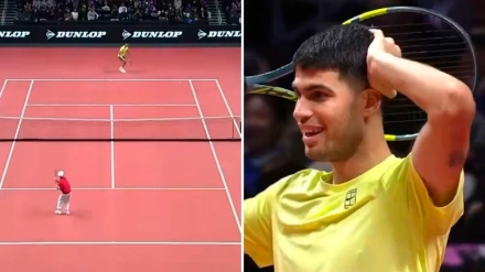 Un niño gana un punto a Alcaraz en un torneo de exhibición