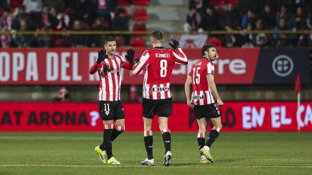 Sancet celebra el gol del Athletic frente a la Cultural