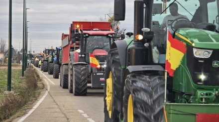 Decenas de tractores recorren una calle, a 15 de enero de 2026, en Valladolid