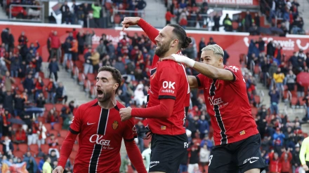 Muriqi celebra su gol, en el Mallorca - Athletic