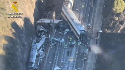 Captura de imágenes áreas del accidente ferroviario en Adamuz (Córdoba)