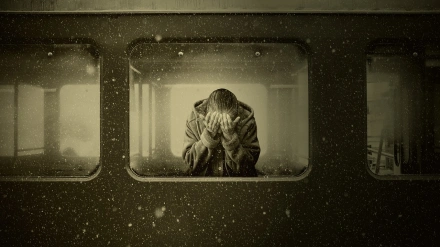 Mujer viajando en tren