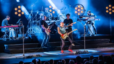 La banda durante un show