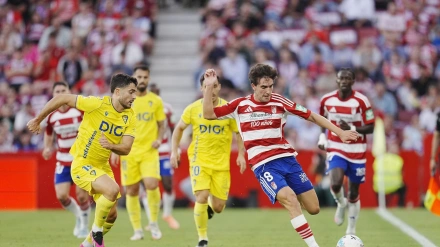Pedro Alemañ en el partido de la primera vuelta frente al Cádiz