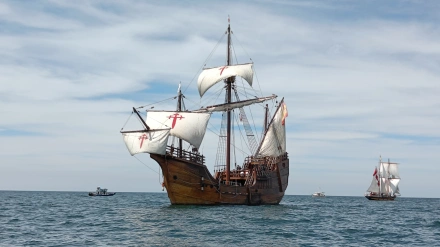 La réplica de la legendaria Nao Santa María en una de sus singladuras