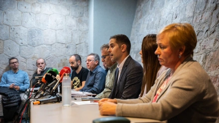 El secretario general de SEMAF, Diego Martín (c)