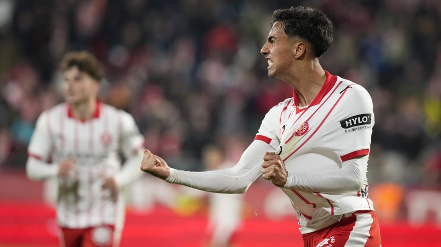 Vitor Reis celebra su gol en el Girona - Getafe