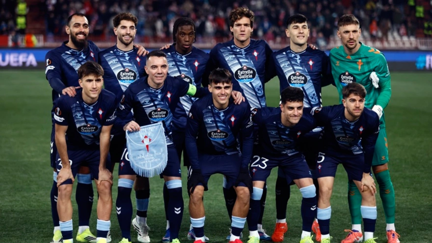 Once del Celta de Vigo frente al Estrella Roja, en Belgrado