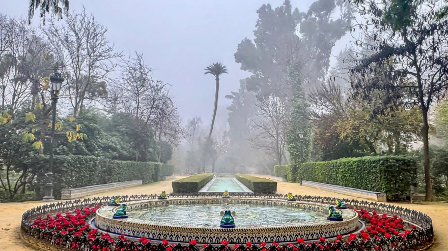 Un estanque de los jardines del Parque de María Luisa