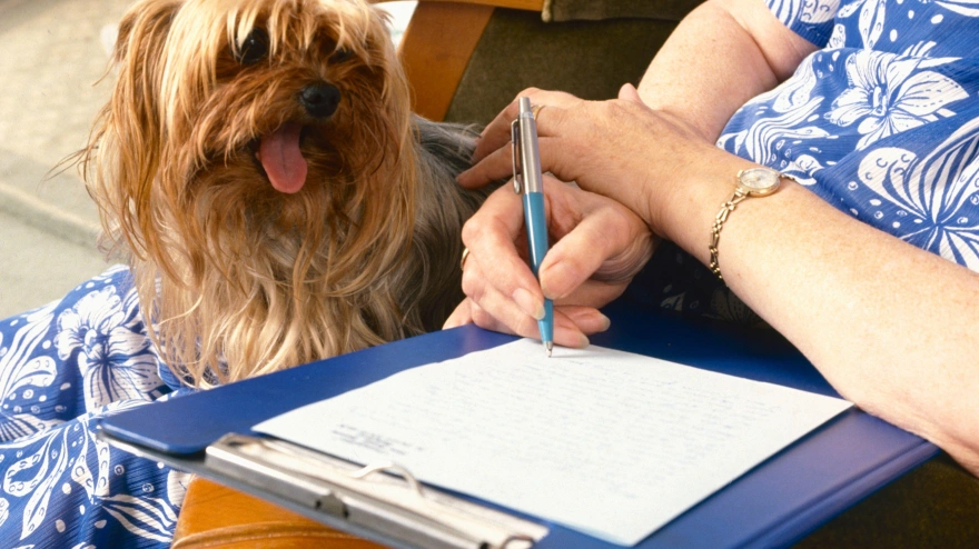 Una mujer escribe una carta