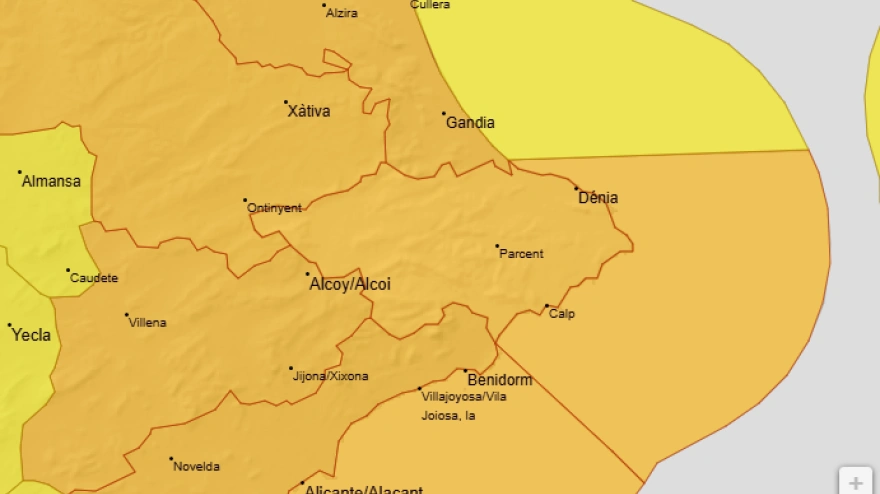 Alerta naranja por vientos y riesgo costero en la comarca de la Marina Alta