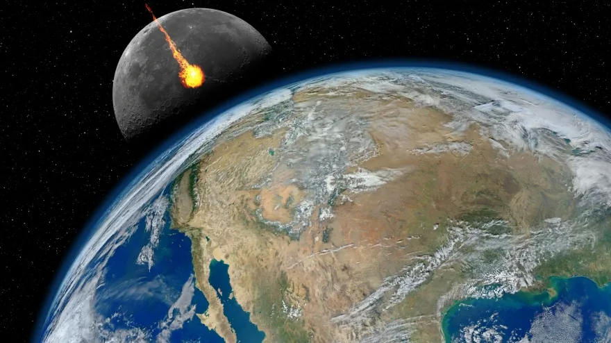Asteroide peligroso acercándose al planeta Tierra, desastre total y extinción de la vida
