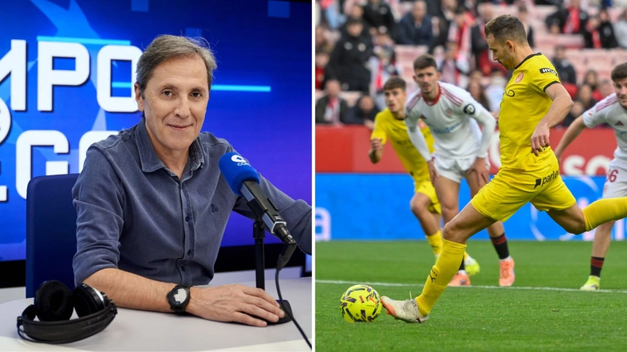 Paco González señala a Míchel tras el penalti fallado por Stuani en el Sevilla-Girona