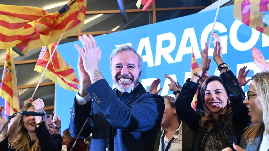El candidato del PP a la reelección a la Presidencia del Gobierno de Aragón, Jorge Azcón