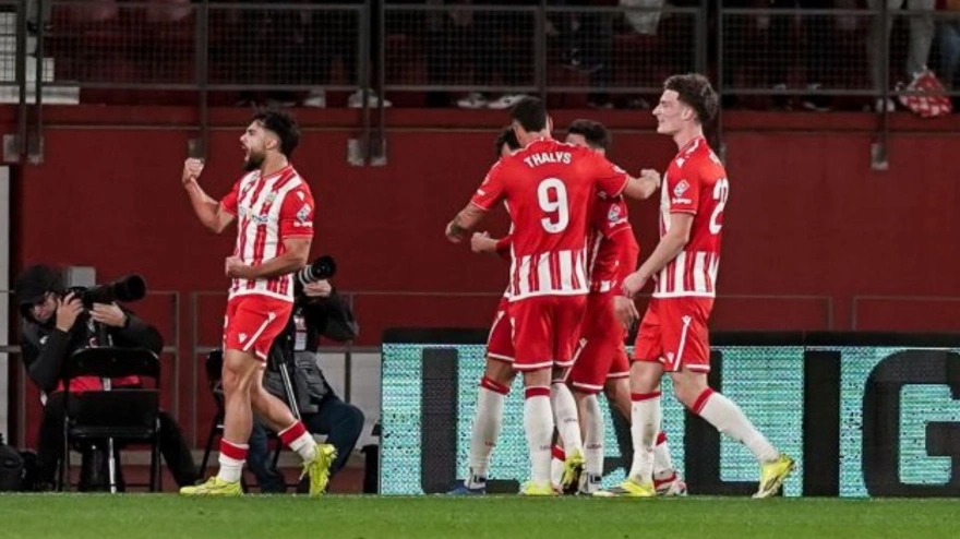Los futbolistas del Almería celebran la victoria contra el Andorra