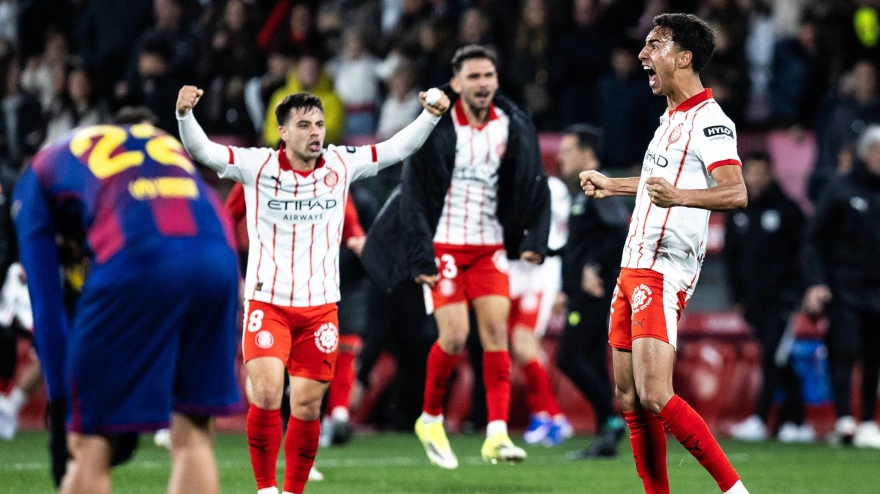 February 16, 2026, Barcelona, Barcelona, Spain: Girona, Spain â€“ 16/02/2026: Fran Beltran of Girona FC celebrates after scoring during the LaLiga match between Girona FC and FC Barcelona at Estadi Montilivi (Credit Image: © Marti Segura Ramoneda/ZUMA Press Wire)