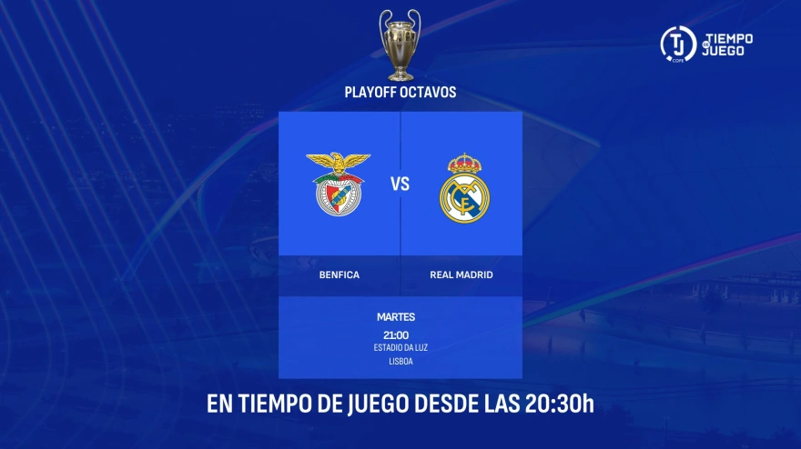 Sigue en directo en Tiempo de Juego el Benfica-Real Madrid desde las 20:30h